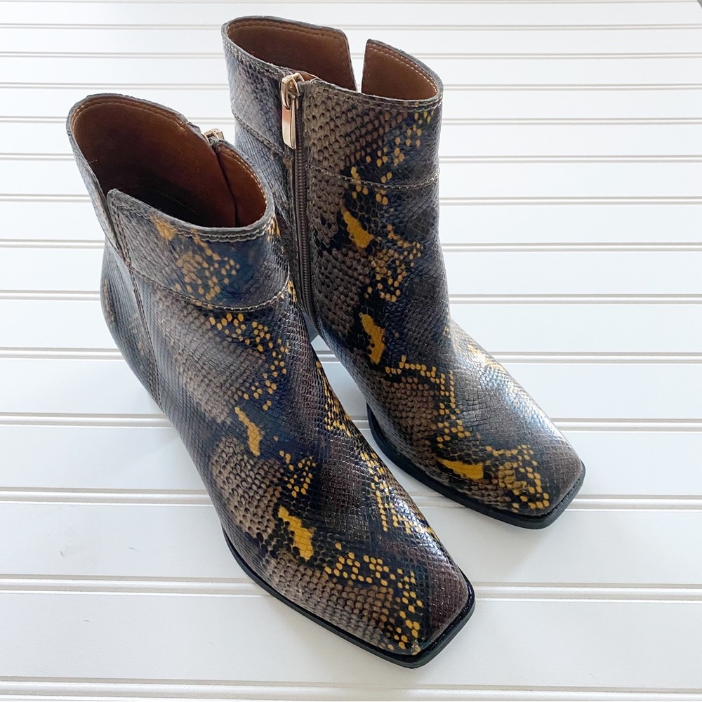 Franco Sarto Snake Print Block Heel Bootie - 8m - image 2